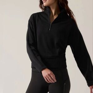 Athleta Altitude Polartec Half Zip Sweatshirt Black